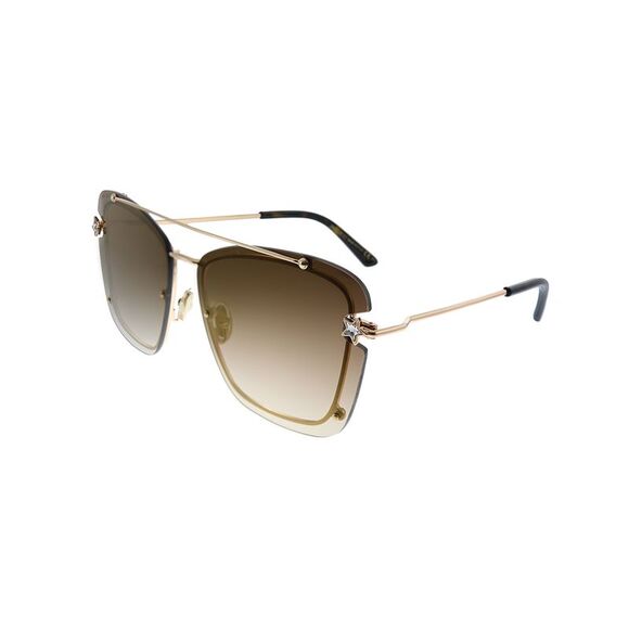 New Jimmy Choo JC AMBRA/S DDB Gold Copper Metal Rectangle Sunglasses Brown Lens - Picture 1 of 3